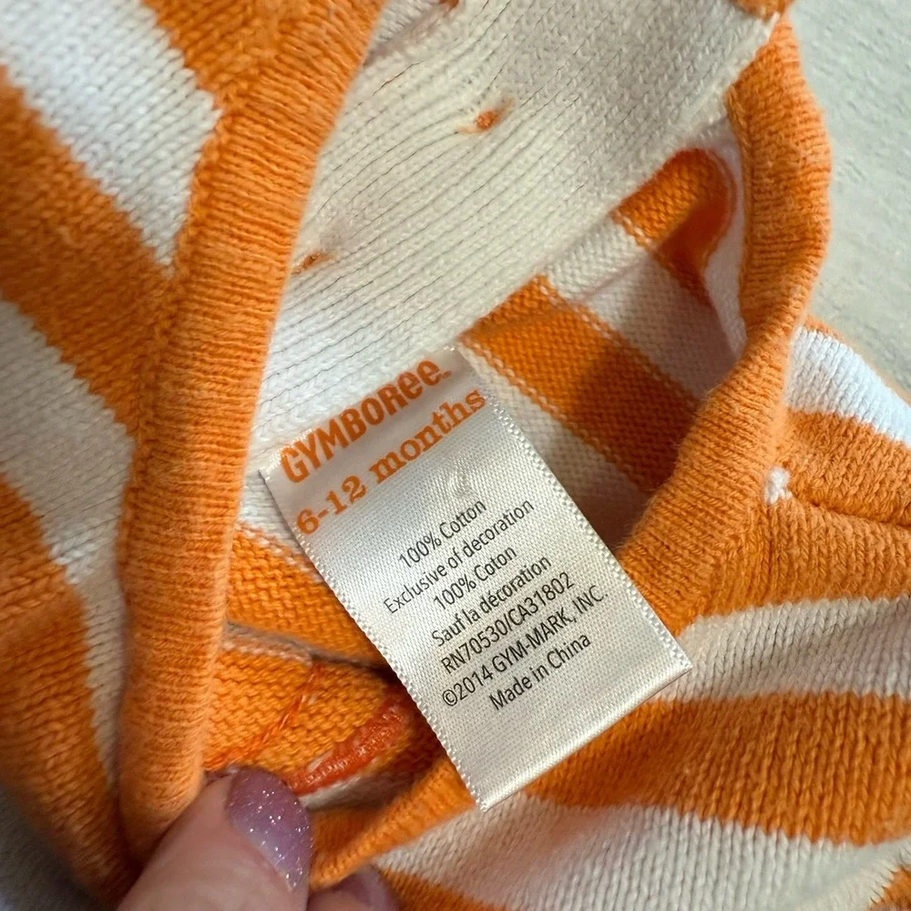 Gymboree orange and‎ white stripe pumpkin sweater dress 6-12 months